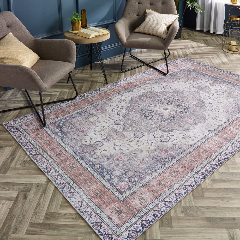 Origins Washable Croft Traditional Medallion Rug in Multi